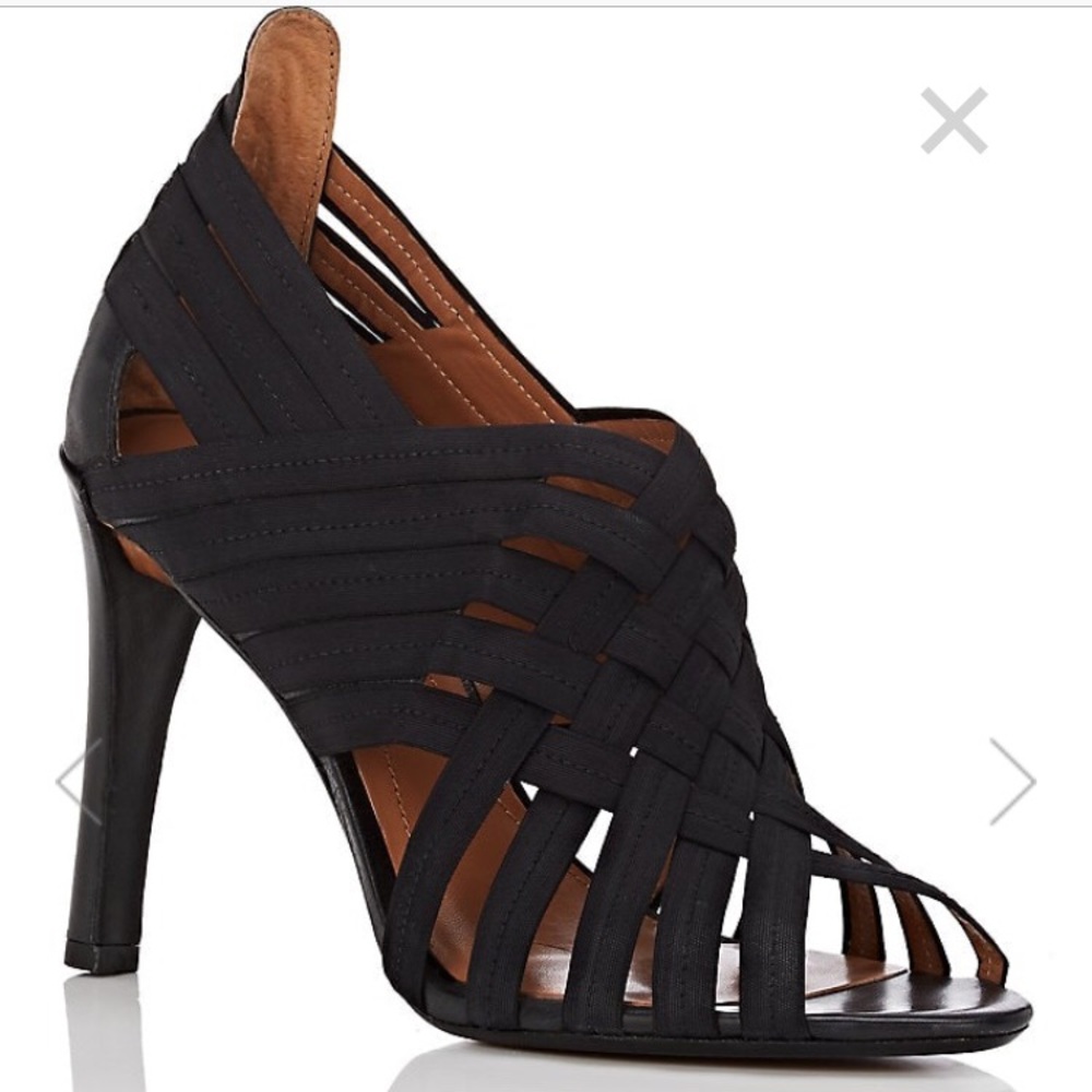 Black satin heels